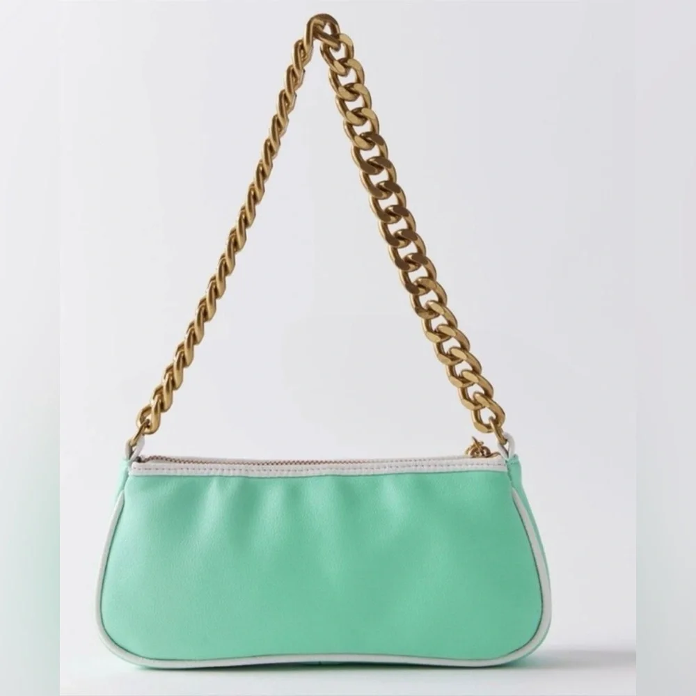 Juicy Couture Y2K Rhinestone Seafoam Green Baguette Shoulder Bag - Picture 4 of 12
